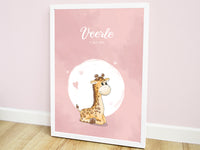 geboorte poster, geboorteposter, poster babykamer, dieren poster kinderkamer, dieren posters, kinderposter, muurdecoratie babykamer, poster bestellen, babykamer poster, gepersonaliseerde poster, wanddecoratie babykamer, poster giraf, poster online, poster