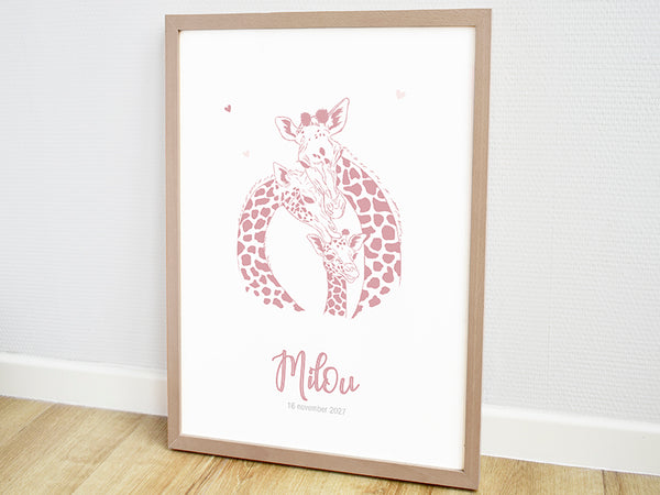 geboorte poster, geboorteposter, poster babykamer, dieren poster kinderkamer, dieren posters, kinderposter, muurdecoratie babykamer, poster bestellen, babykamer poster, gepersonaliseerde poster, wanddecoratie babykamer, poster giraf, poster online, poster