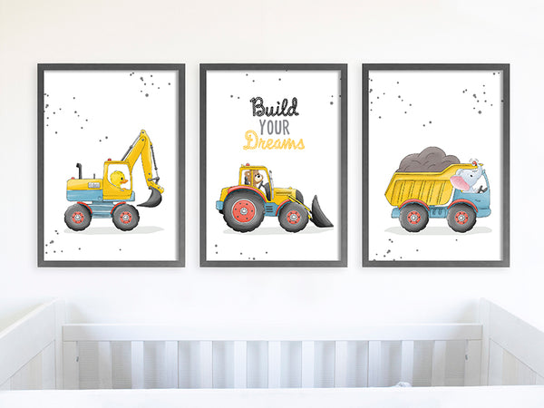 poster set van 3, drieluikposter, poster bestellen, muurposter, wandposter, poster set, poster babykamer, muurdecoratie kinderkamer, dieren poster kinderkamer, decoratie kinderkamer, geboorteposter, baby poster, poster voertuigen, poster met tekst, poster