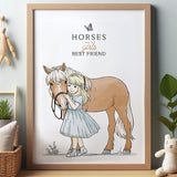 Kinderposter, kinderposters, poster paard, paardenmeisje, cadeau paardenliefhebber, paarden poster, paarden meisje, geboorteposter, poster kinderkamer, posters kinderkamer, poster babykamer, muurdecoratie babykamer, poster dieren, poster meisjeskamer