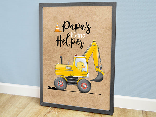Poster voertuigen, poster kinderkamer, poster bouw, poster babykamer, muurposter, muur decoratie babykamer, kinderposters, kinderposter, hippe kraamcadeaus, graafmachine speelgoed, geboorteposter, geboorte poster, babykamer posters, babykado