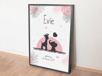 geboorte poster, geboorteposter baby, babykamer posters, dieren posters babykamer, dieren poster kinderkamer, kinderposter, kinderposters, gepersonaliseerd poster, persoonlijke poster, hippe kraamcadeaus, baby kraamcadeaus, poster voor kinderkamer, baby