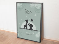 geboorte poster, geboorteposter baby, babykamer posters, dieren posters babykamer, dieren poster kinderkamer, kinderposter, kinderposters, gepersonaliseerd poster, persoonlijke poster, hippe kraamcadeaus, baby kraamcadeaus, poster voor kinderkamer, baby