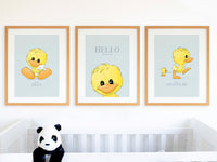 geboorte poster, geboorteposter baby, babykamer posters, dieren posters babykamer, dieren poster kinderkamer, kinderposter, kinderposters, drieluik poster, 3 luik poster, hippe kraamcadeaus, baby kraamcadeaus, poster voor kinderkamer, poster eend, baby